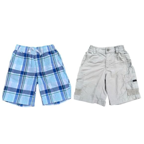 Boys Shorts Sz. 6 Magellan Khaki & Crazy 8 Plaid Two Pair Back-To-School - Picture 1 of 7